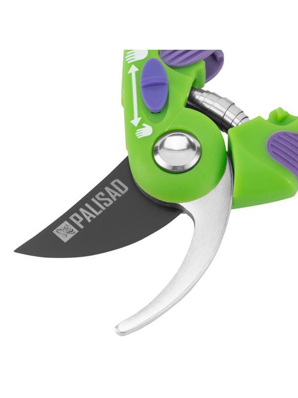 Секатор прямого реза, 215 мм, регулировка захвата, двухкомпонентные рукоятки, Palisad