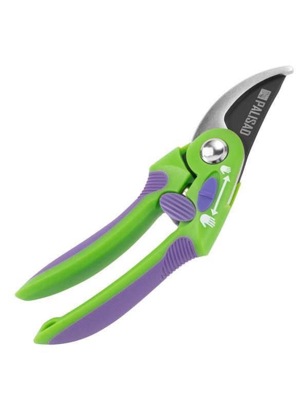 Секатор прямого реза, 215 мм, регулировка захвата, двухкомпонентные рукоятки, Palisad