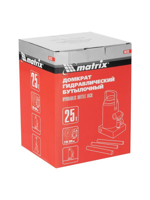 Домкрат гидравлический бутылочный, 25 т, высота подъема 230-360 мм Matrix