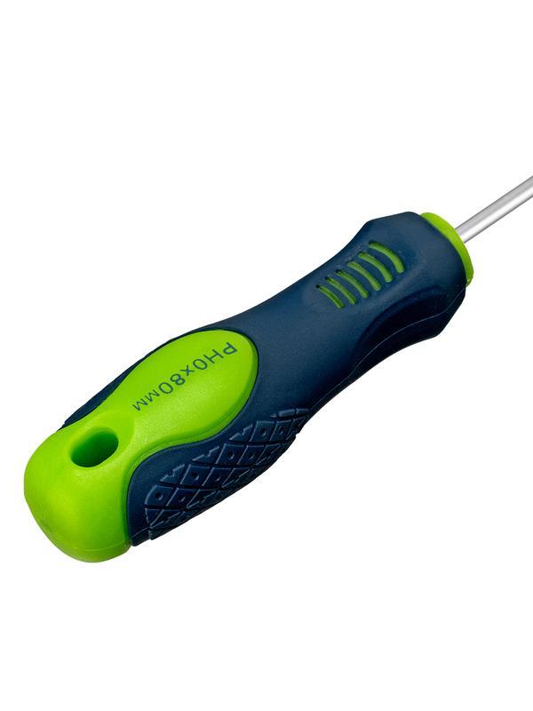 Отвертка, PH0 х 80 мм, CrV, двухкомпонентная рукоятка Сибртех