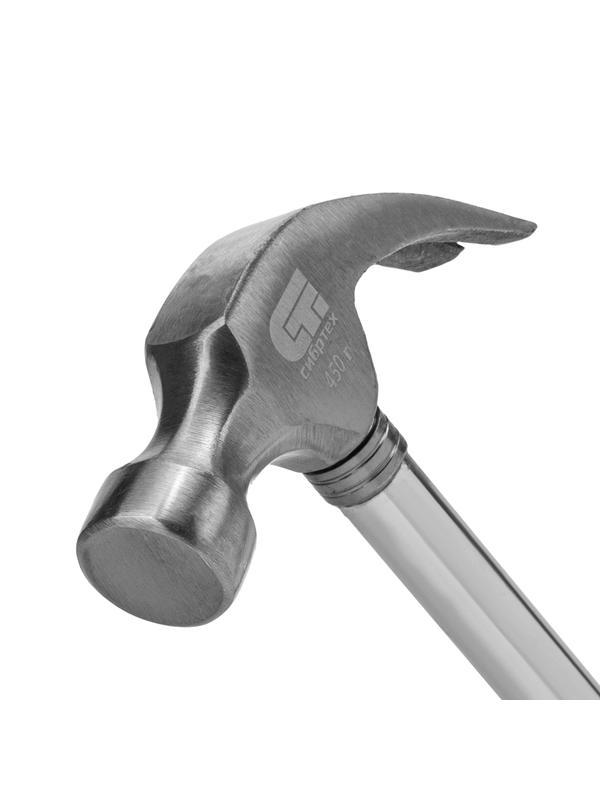 Молоток-гвоздодер, металлическая трубчатая обрезиненная рукоятка, вес 450 г, боек 27 мм Сибртех