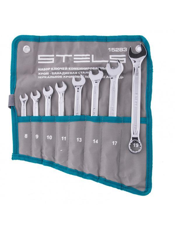 Набор ключей комбинированных 8 шт, 8-19 мм,  антислип Stels