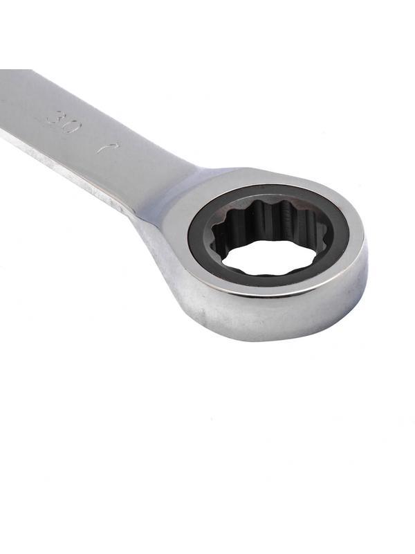 Ключ комбинированный трещоточный, 30 мм, CrV, зеркальный хром Matrix