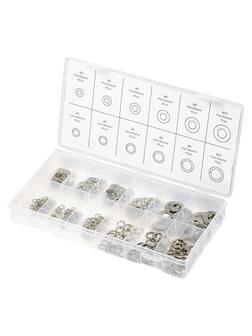 Набор шайб и гроверов, D шайб: 3, 4, 5, 6, 8, 10 мм D гроверов: 3, 4, 5, 6, 8, 10 мм, 350 предметов Сибртех