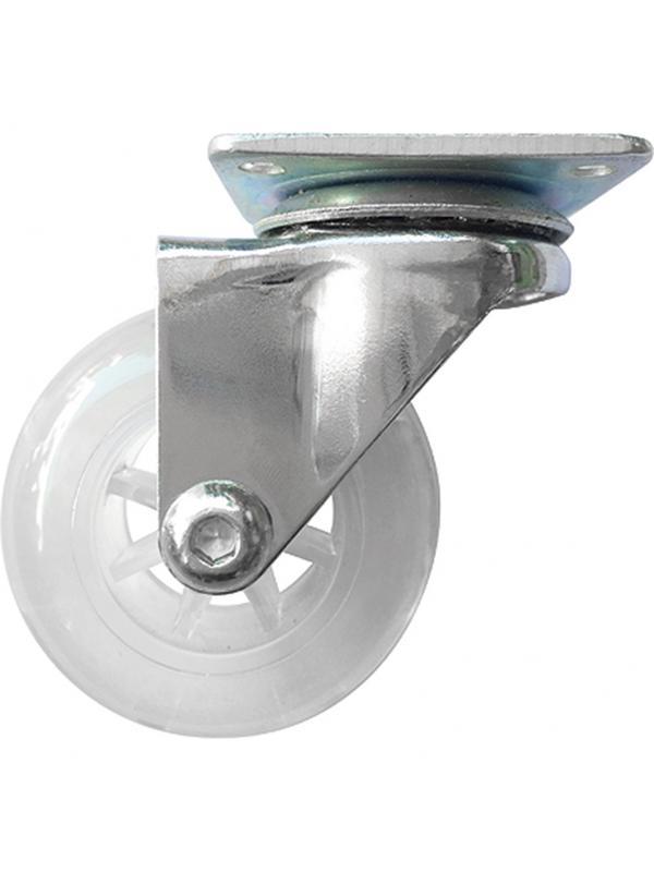 Колесо ПУ прозрачное поворотное d-50 мм, крепление платформенное Сибртех