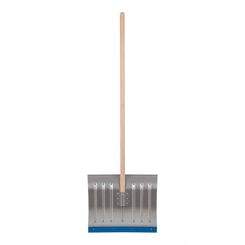 Лопата для уборки снега стальная оцинкованная, 430 х 370 х 1350 мм, деревянный черенок, Россия, Сибртех