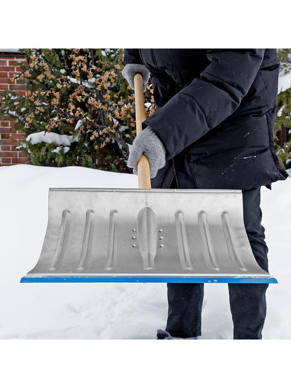 Лопата для уборки снега стальная оцинкованная, 430 х 370 х 1350 мм, деревянный черенок, Россия, Сибртех