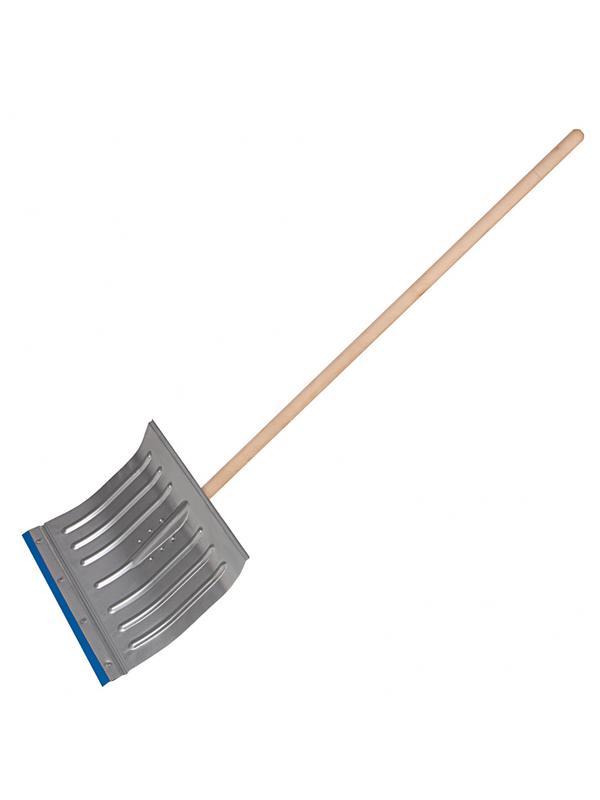 Лопата для уборки снега стальная оцинкованная, 430 х 370 х 1350 мм, деревянный черенок, Россия, Сибртех