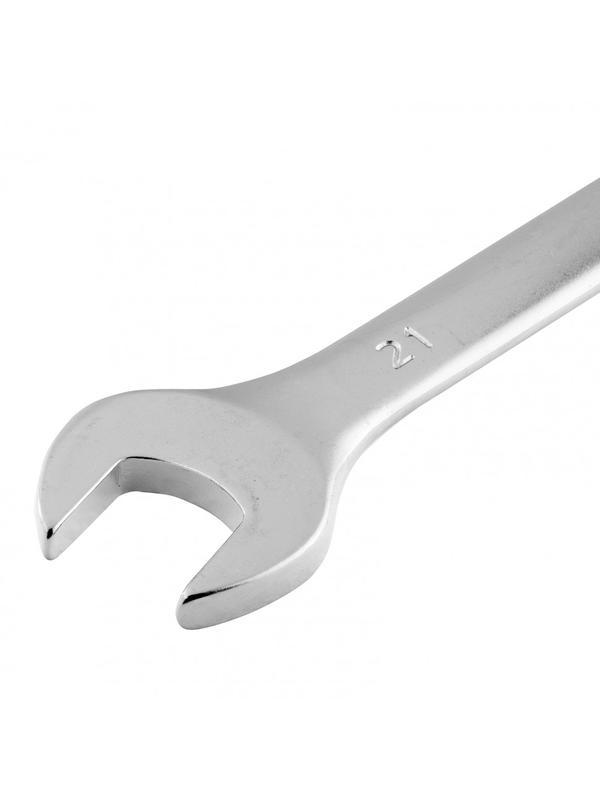 Ключ комбинированный, 21 мм, CrV, матовый хром Stels