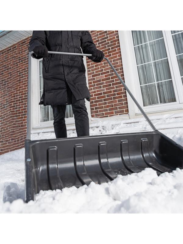 Движок для уборки снега пластиковый, 695 х 540 х 1460 мм, стальная рукоятка, Россия Сибртех