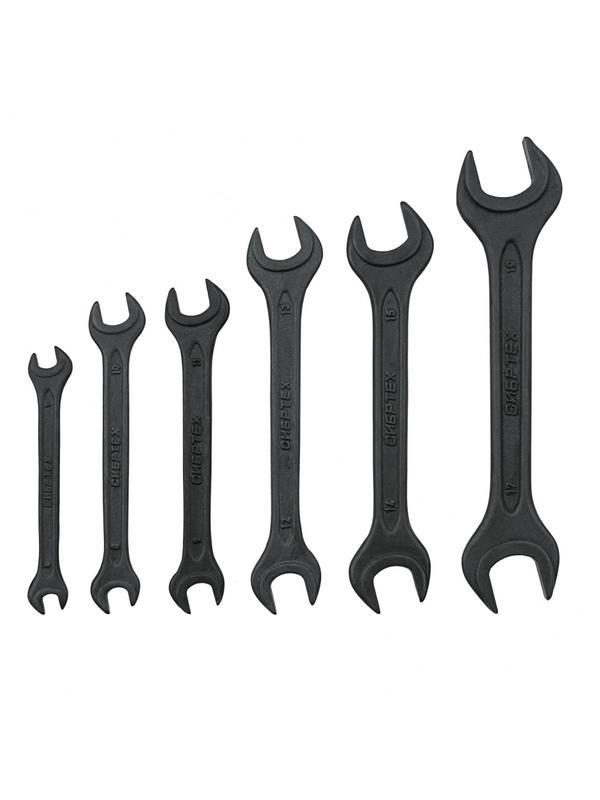 Набор ключей рожковых, 6 - 19 мм, 6 шт., CrV, фосфатированные Сибртех