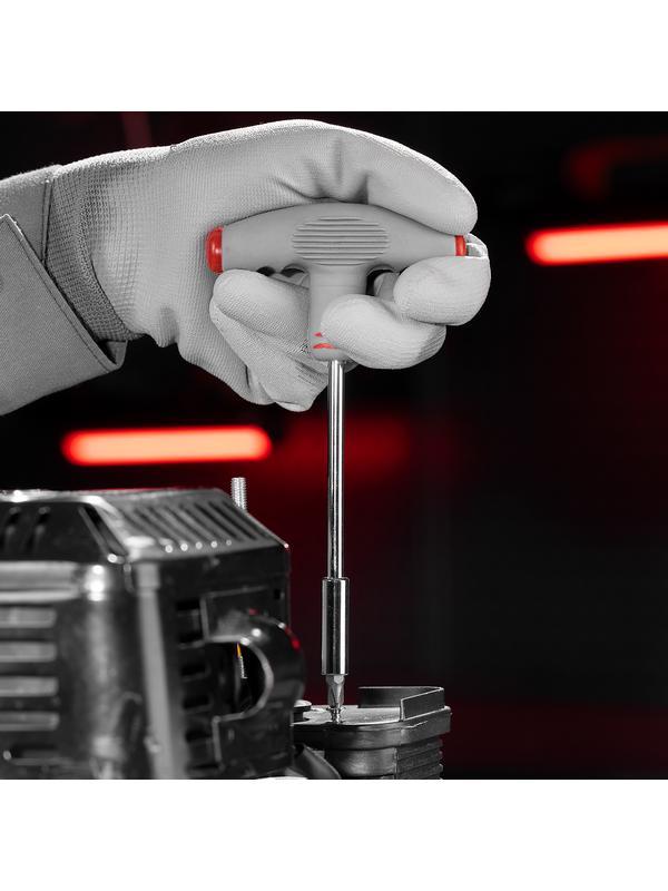 Отвертка с Т-образной эргономичной ручкой и набором бит, 11 шт, CrV Matrix