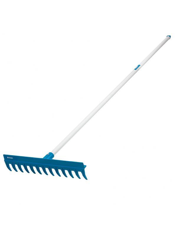 Грабли пластиковые, 430 мм, 13 прямых зубьев, усиленные, металлический черенок, Luxe, Palisad