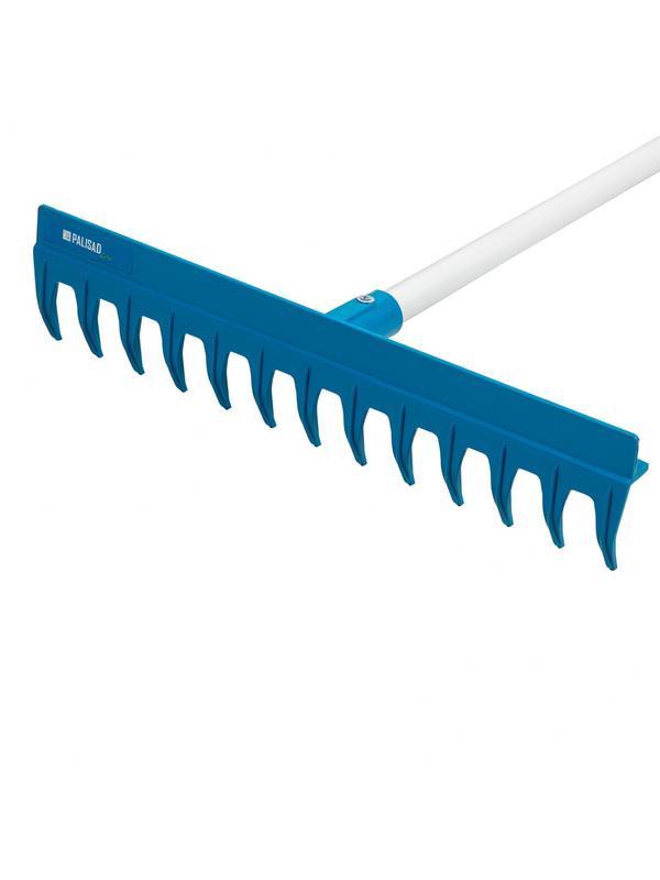 Грабли пластиковые, 430 мм, 13 прямых зубьев, усиленные, металлический черенок, Luxe, Palisad
