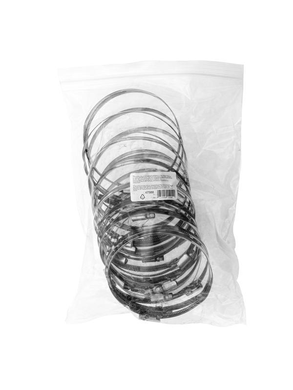 Хомуты нержавеющая сталь, Стандартное болтовое крепление 90-110 мм, 25 штук в упаковке, ширина 9 мм Сибртех