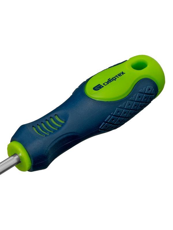 Отвертка, SL5 х 100 мм, CrV, двухкомпонентная рукоятка Сибртех