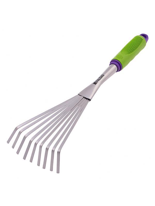 Грабли веерные 9 - зубые, 130 х 420 мм, стальные, пластиковая рукоятка, Connect, Palisad