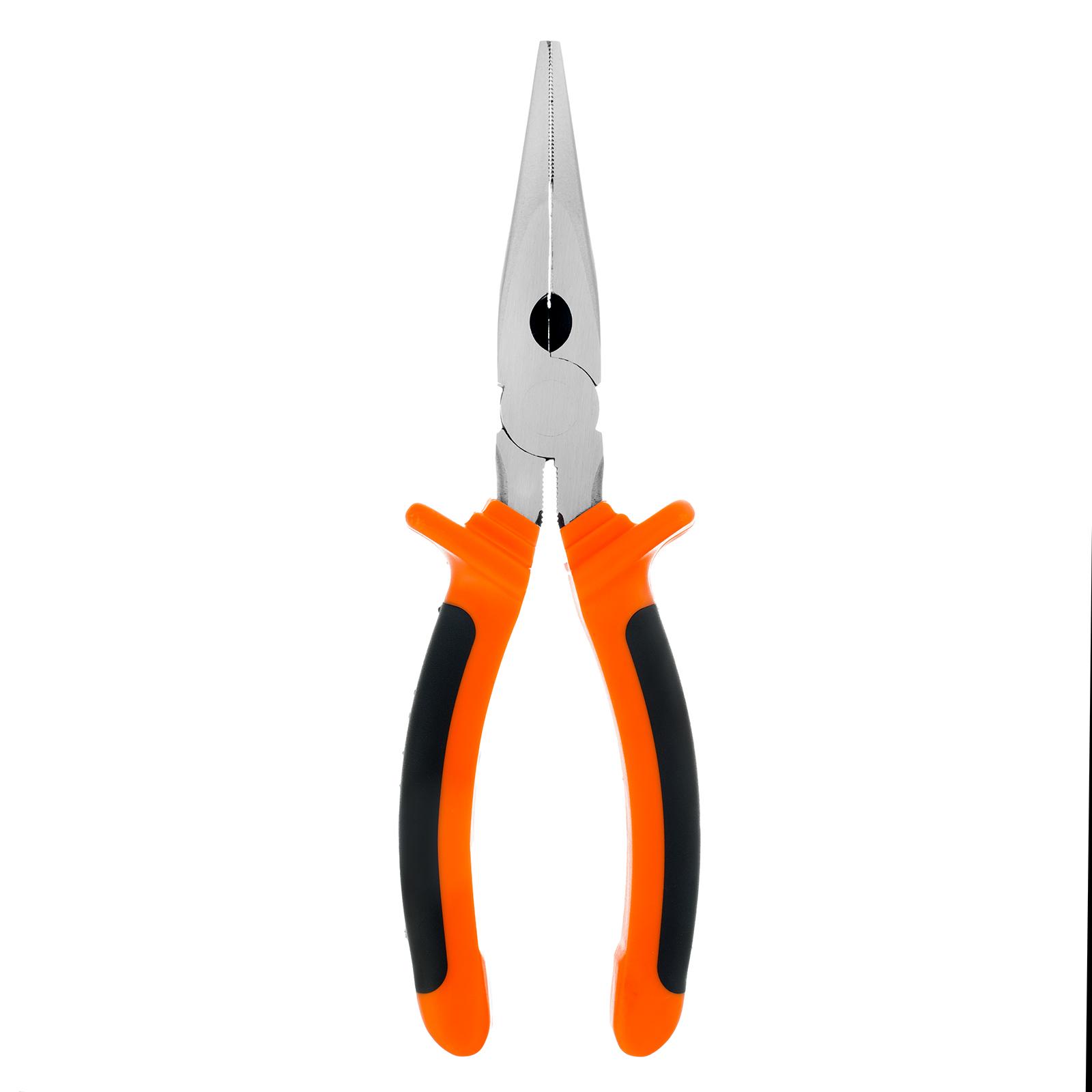 Длинногубцы прямые, Comfort, 200 мм, шлифованные, двухкомпонентные рукоятки Sparta