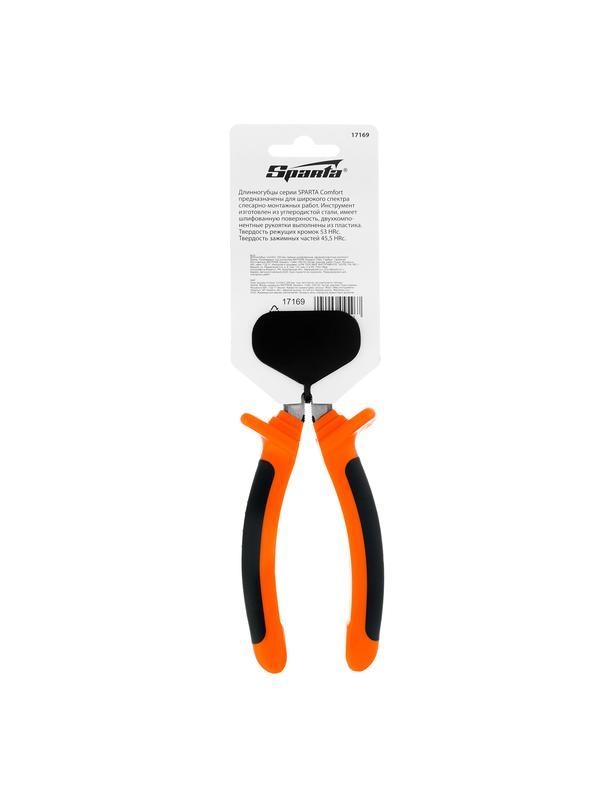 Длинногубцы прямые, Comfort, 200 мм, шлифованные, двухкомпонентные рукоятки Sparta