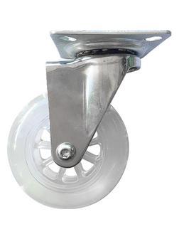 Колесо ПУ прозрачное поворотное d-75 мм, крепление платформенное Сибртех