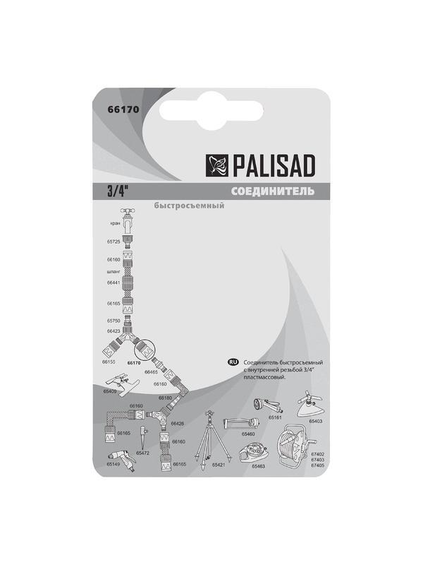 Соединитель пластмассовый, быстросъемный, внутренняя резьба 3/4, аквастоп Palisad