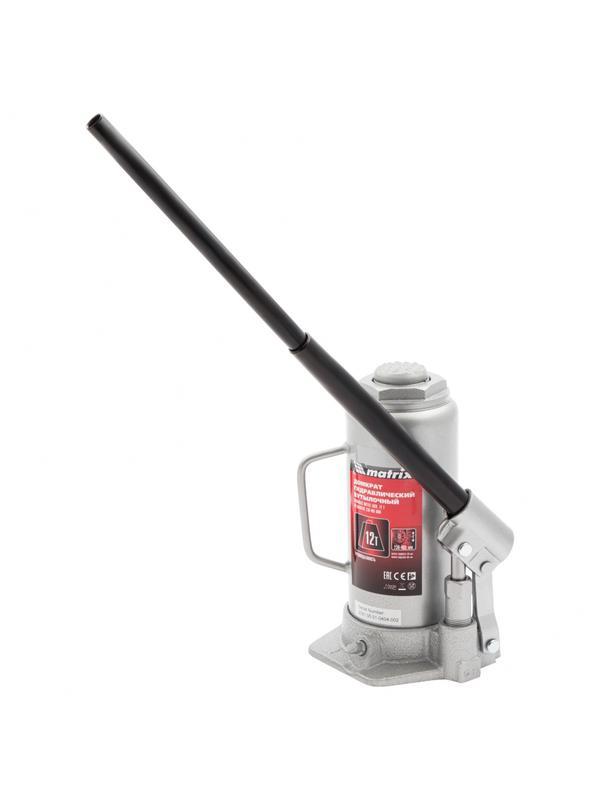 Домкрат гидравлический бутылочный, 12 т, высота подъема 230-465 мм Matrix