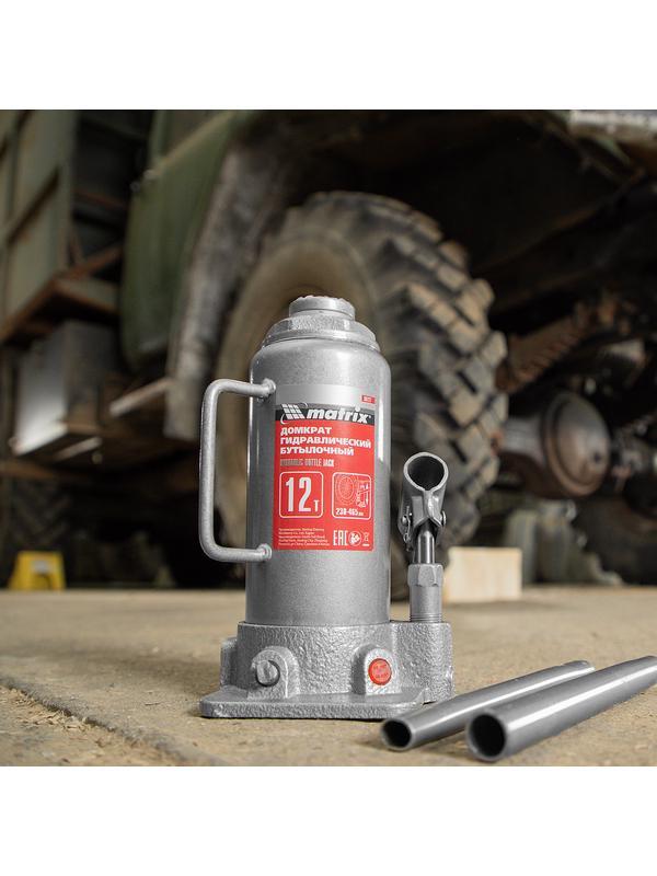 Домкрат гидравлический бутылочный, 12 т, высота подъема 230-465 мм Matrix