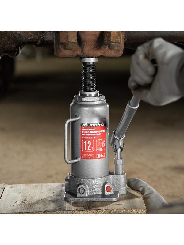 Домкрат гидравлический бутылочный, 12 т, высота подъема 230-465 мм Matrix