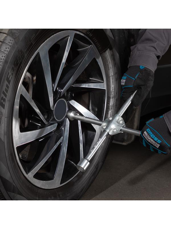 Ключ-крест баллонный, 17 х 19 х 21 х 22 мм, под квадрат 1/2, усиленный, с переходником на 1/2 Stels