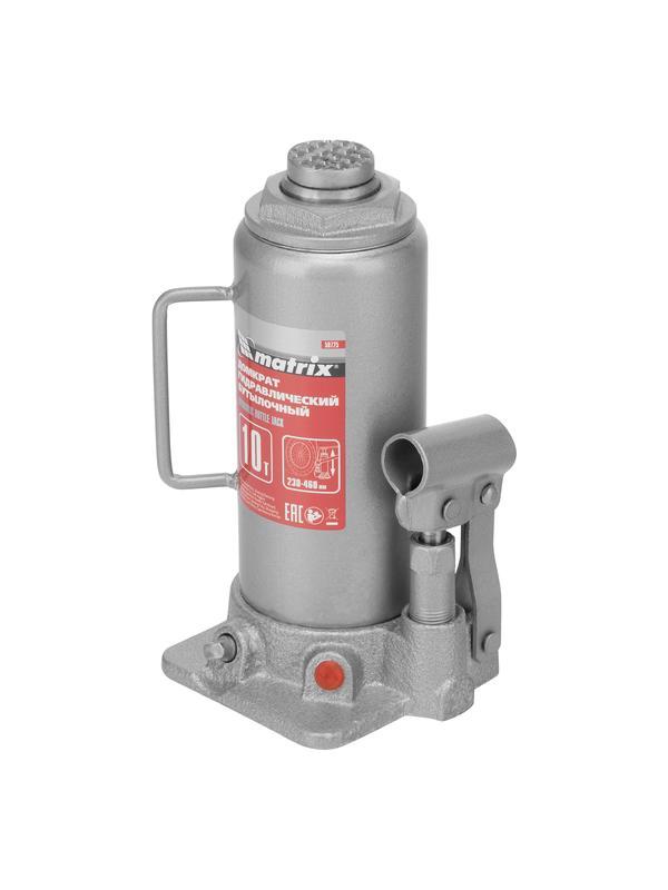 Домкрат гидравлический бутылочный, 10 т, высота подъема 230-460 мм Matrix