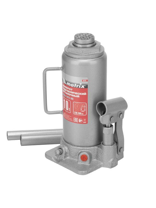 Домкрат гидравлический бутылочный, 10 т, высота подъема 230-460 мм Matrix