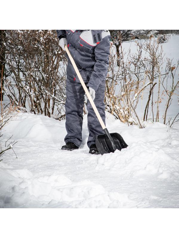 Лопата для уборки снега пластиковая, 360 х 405 х 1550 мм, деревянный черенок 1 сорт, Россия, Сибртех