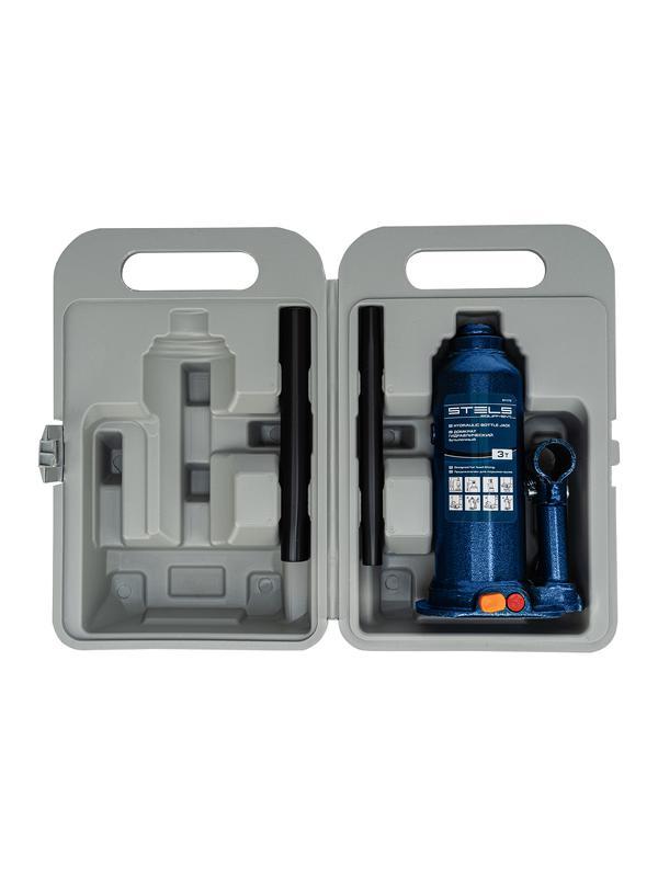 Домкрат гидравлический бутылочный, 3 т, h подъема 188-363 мм, в пластиковом кейсе Stels