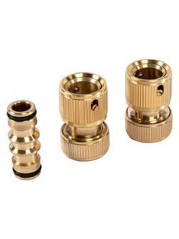 Набор для подключения шланга 1/2, переходник, 2 соединителя, аквастоп, латунный Palisad