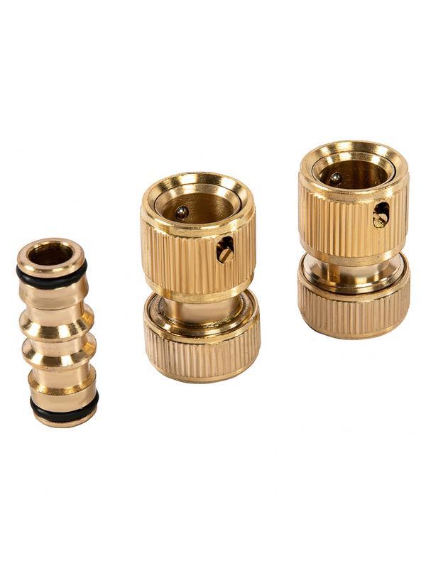 Набор для подключения шланга 1/2, переходник, 2 соединителя, аквастоп, латунный Palisad