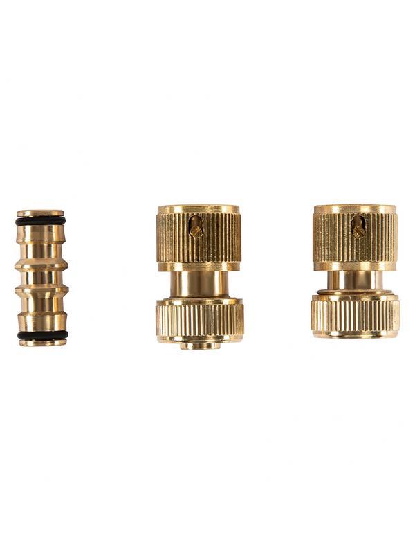 Набор для подключения шланга 1/2, переходник, 2 соединителя, аквастоп, латунный Palisad