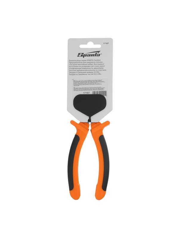 Длинногубцы прямые Comfort, 180 мм, шлифованные, двухкомпонентные рукоятки Sparta