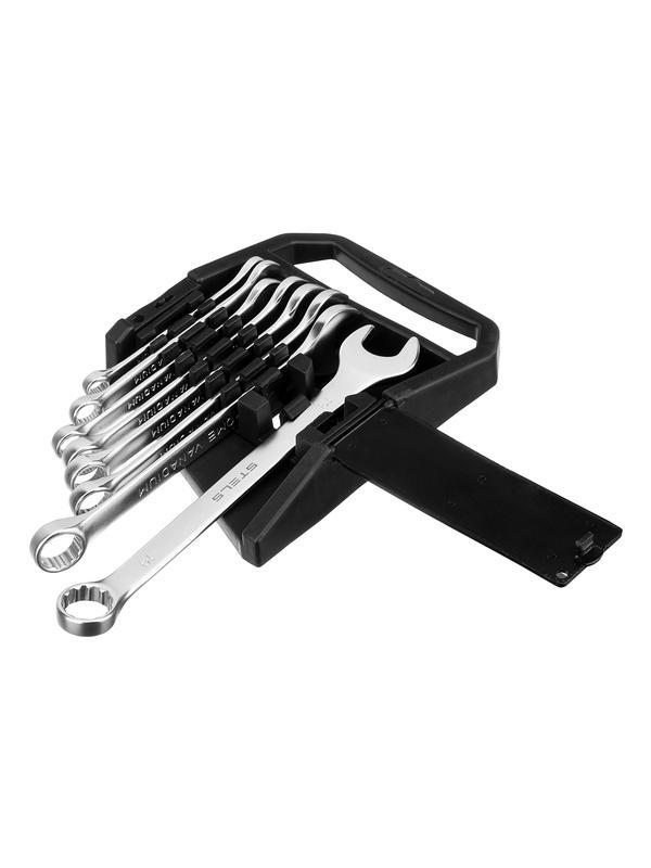 Набор ключей комбинированных, 8-19 мм, 8 шт, CrV, матовый хром Stels