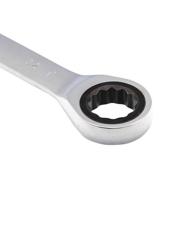 Ключ комбинированный трещоточный, 32 мм, CrV, зеркальный хром Matrix