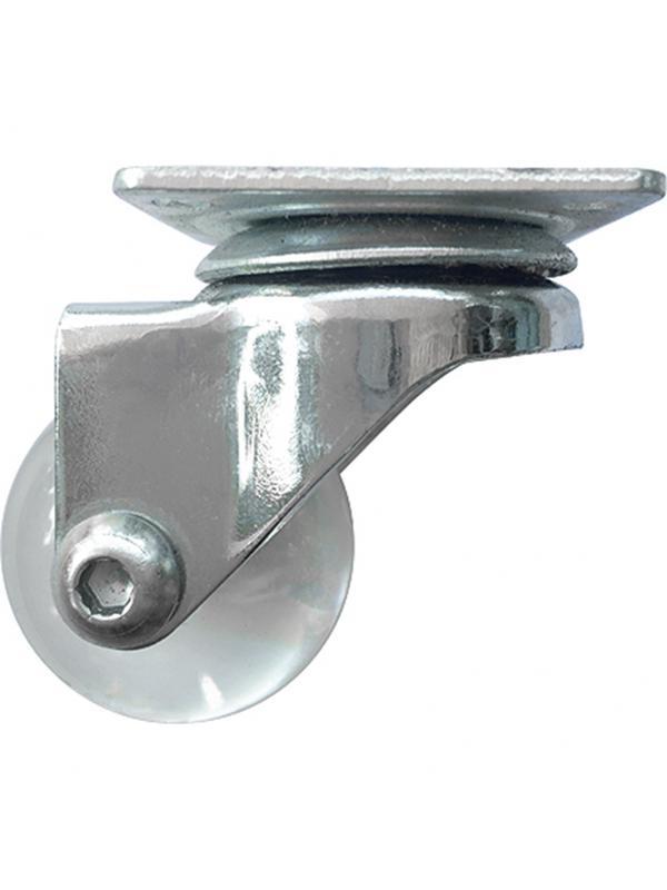 Колесо ПУ прозрачное поворотное d-35 мм, крепление платформенное Сибртех