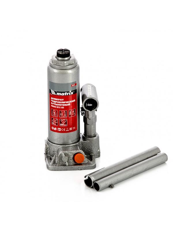 Домкрат гидравлический бутылочный, 2 т, h подъема 181-345 мм, в пластиковом кейсе Matrix