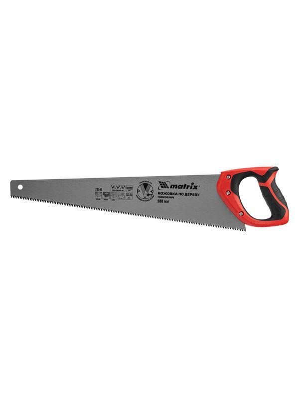 Ножовка по дереву, 500 мм, 7-8 TPI, зуб-3D, каленый зуб, двухкомпонентная рукоятка Matrix