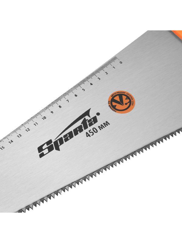 Ножовка по дереву, 450 мм, 7-8 TPI, зуб 2D, каленый зуб, двухкомпонентная рукоятка Sparta