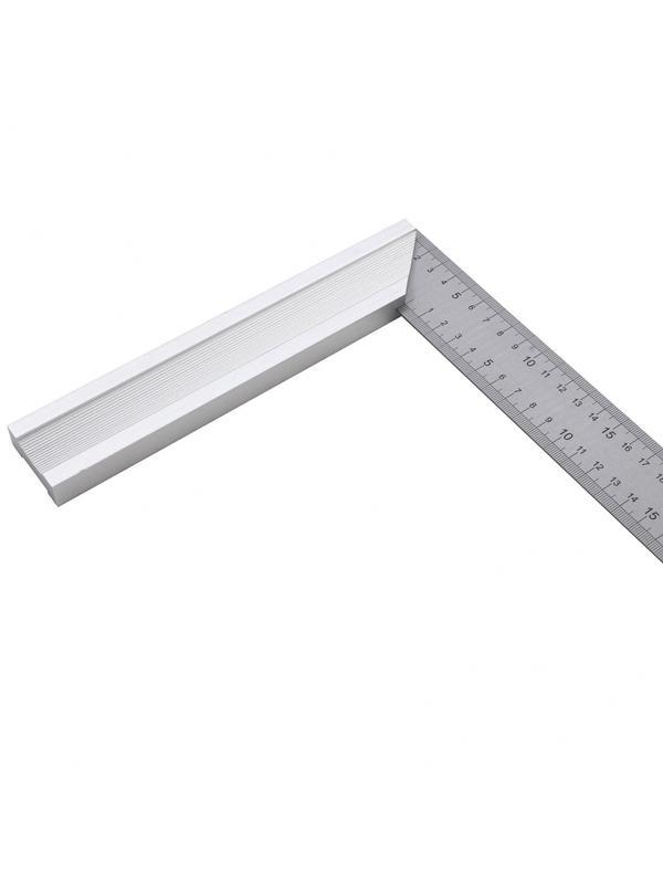 Угольник стальной 400 мм, нержавеющая сталь, градуировка, алюминиевое основание Denzel