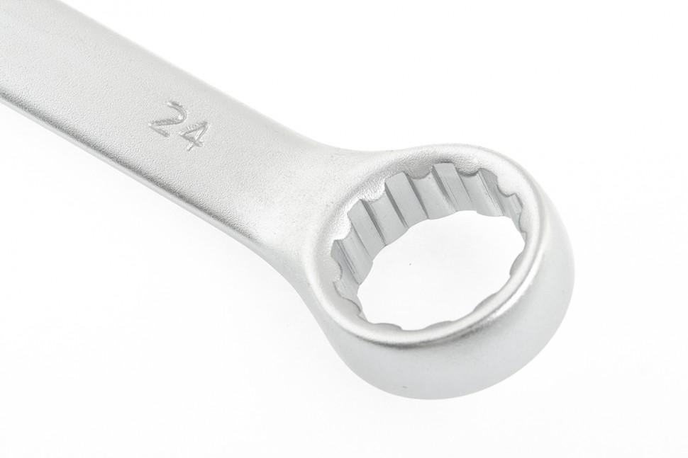 Ключ комбинированный, 24 мм, CrV, матовый хром Stels