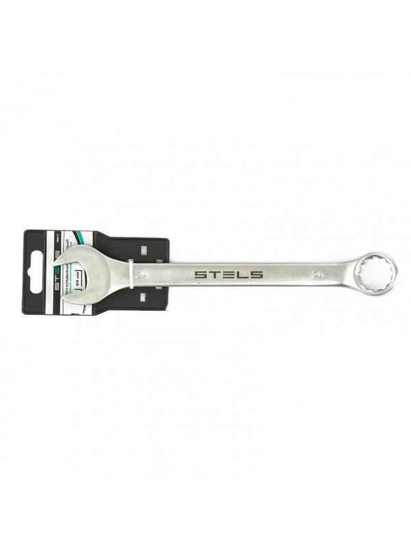 Ключ комбинированный, 24 мм, CrV, матовый хром Stels