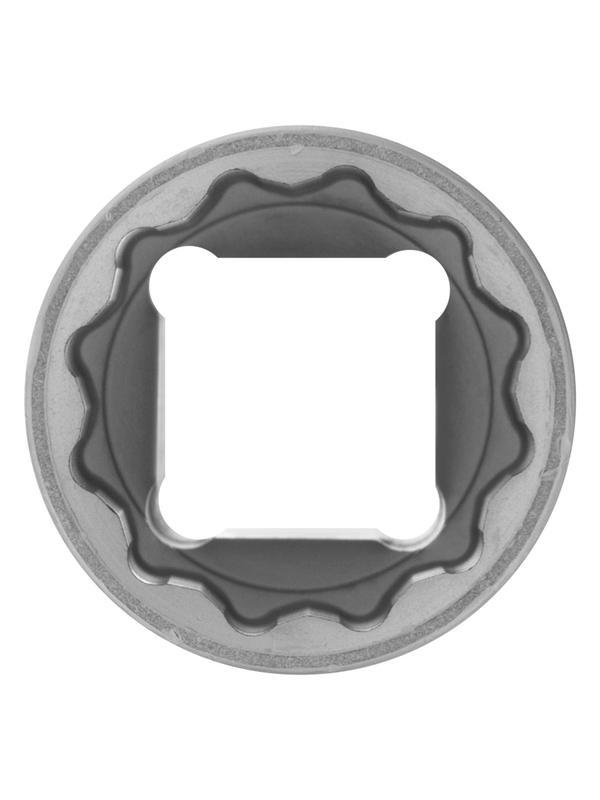 Головка торцевая, 19 мм, двенадцатигранная, CrV, под квадрат 1/2, хромированная Stels