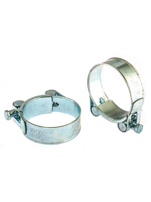 Хомуты металлические, силовые 56-59 мм, ширина 22 мм, шарнирный, W1, 2 шт Сибртех