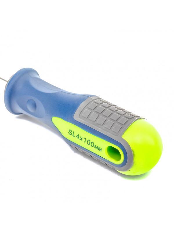 Отвертка, SL4 х 100 мм, CrV, трехкомпонентная рукоятка Сибртех