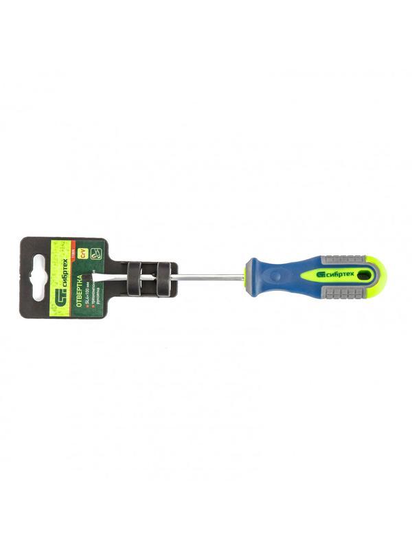 Отвертка, SL4 х 100 мм, CrV, трехкомпонентная рукоятка Сибртех